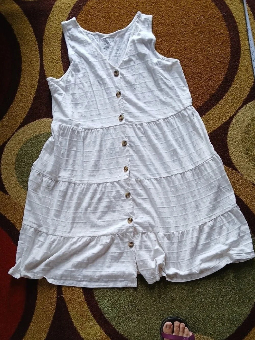 Sonoma White Cotton Button-Tier Summer Dress